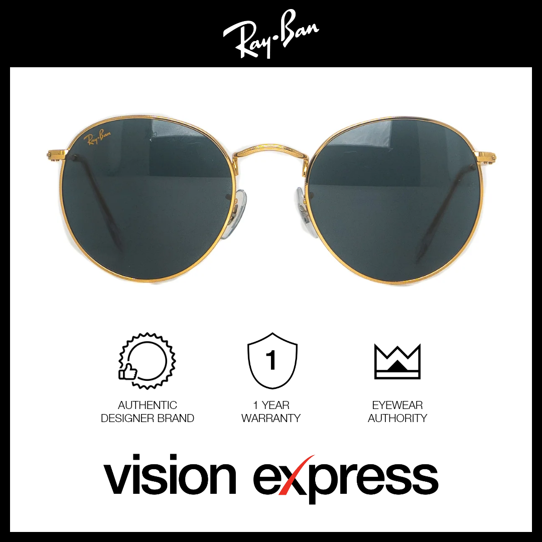 Ray Ban Unisex Gold Metal Round Sunglasses RB3447 9196 R5 Vision Express