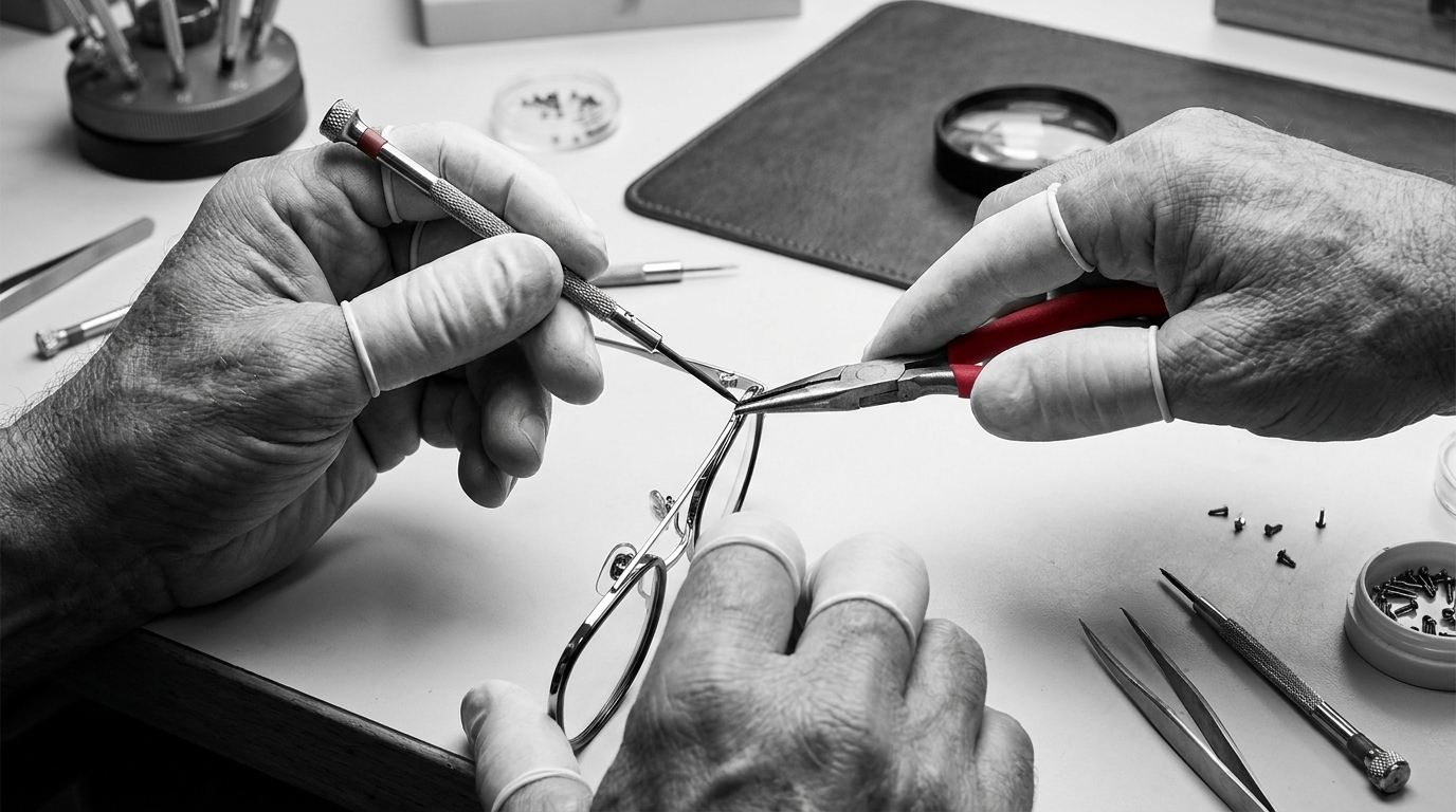 Loose screws, bent arms and worn nose pads: what a store can actually fix