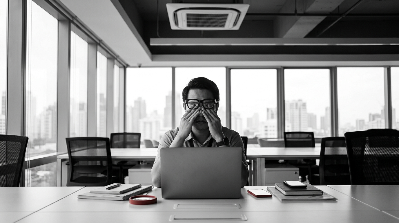 Why do my eyes feel dry in an air-conditioned office?