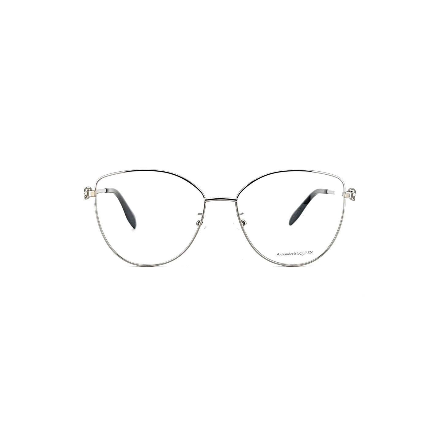 Alexander Mcqueen Women's Silver Metal Cat Eye Eyeglasses AM 0320O/001