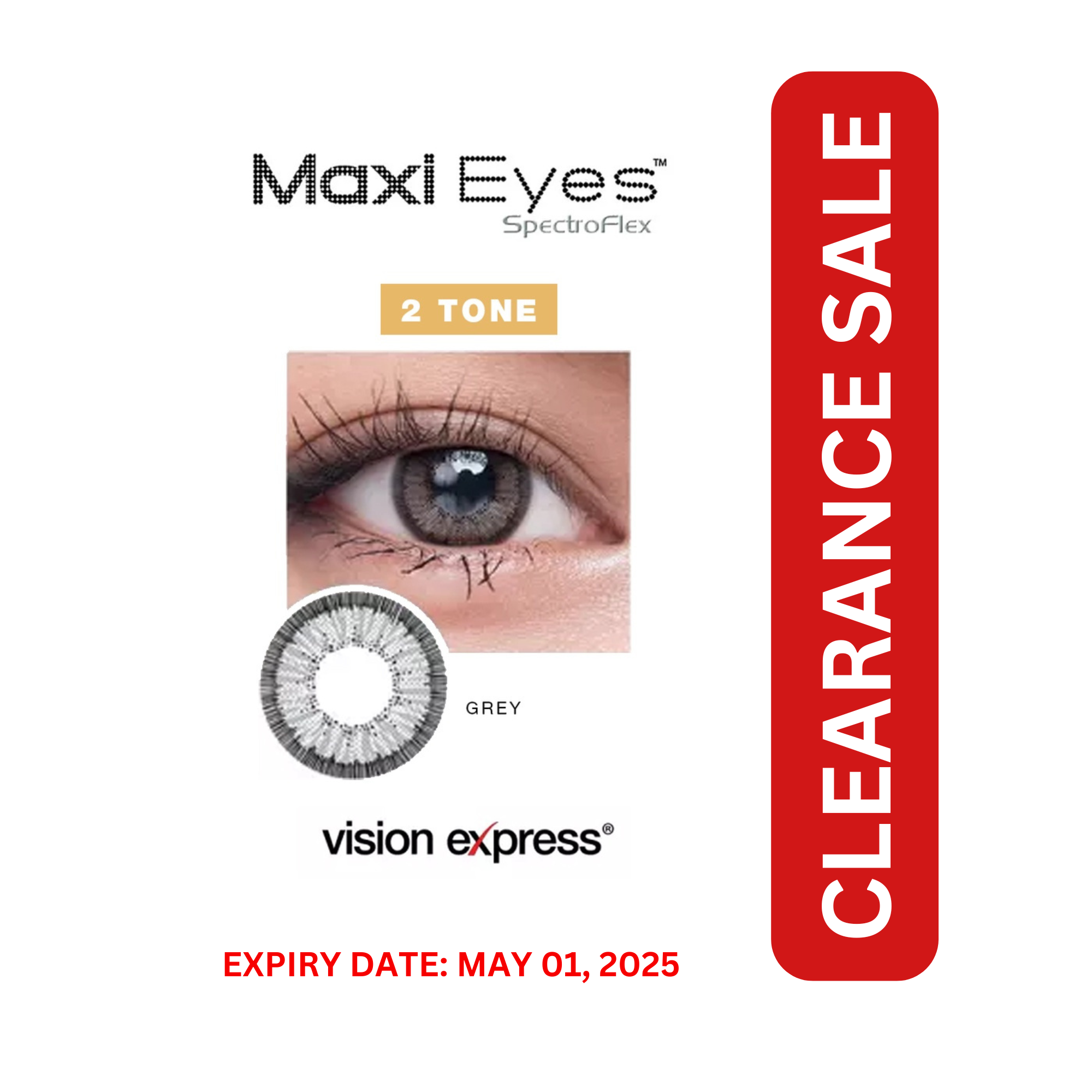 Maxi Eyes 2 Tone Natural Colored Graded Contact Lenses - Grey (-0.00 to -9.00)