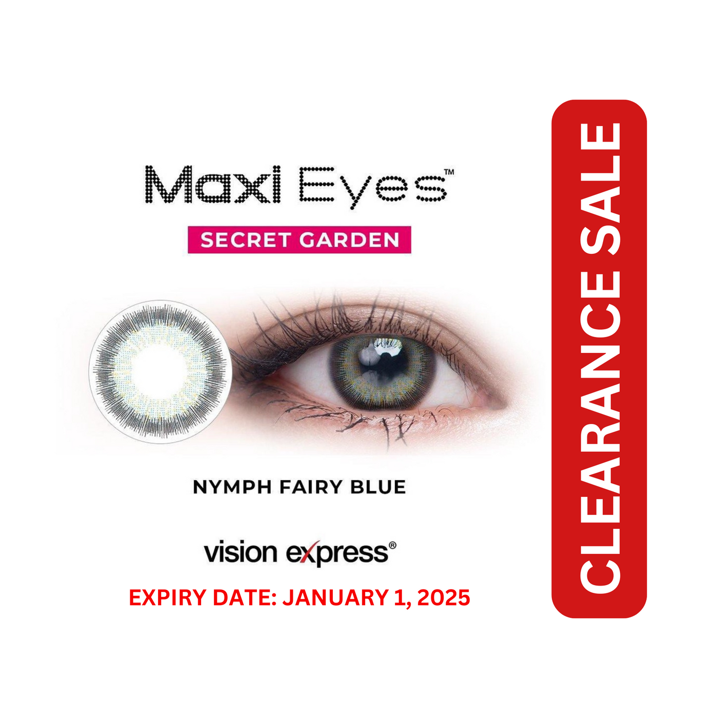 Maxi Eyes Secret Garden Series Colored Graded Contact Lenses Nymph Fairy Blue (0.00 to -5.5)