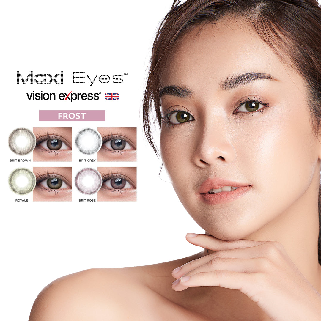 Maxi Eyes Frost Series Colored Monthly Contact Lenses (Brit Brown, Brit Grey, Brit Rose, Royale) - Vision Express Optical Philippines