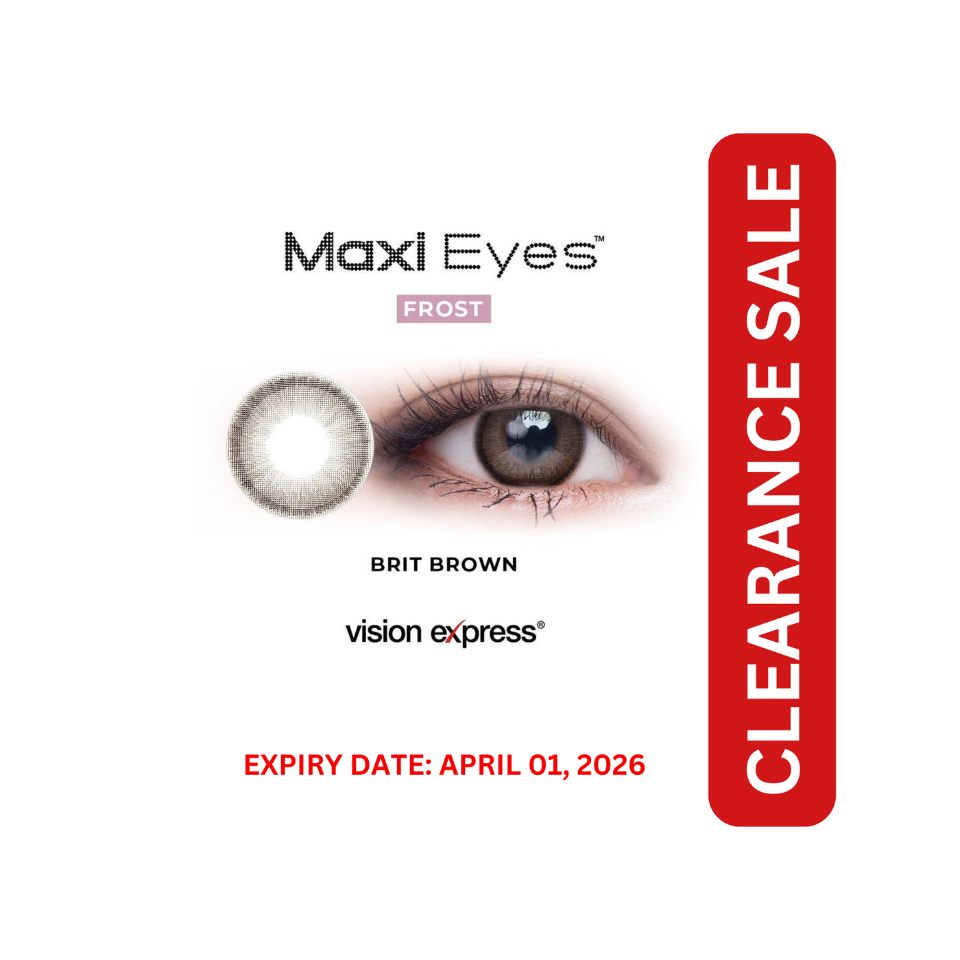 Maxi Eyes Frost Colored Graded Contact Lenses Brit Brown (-0.00) (Near Expiry)