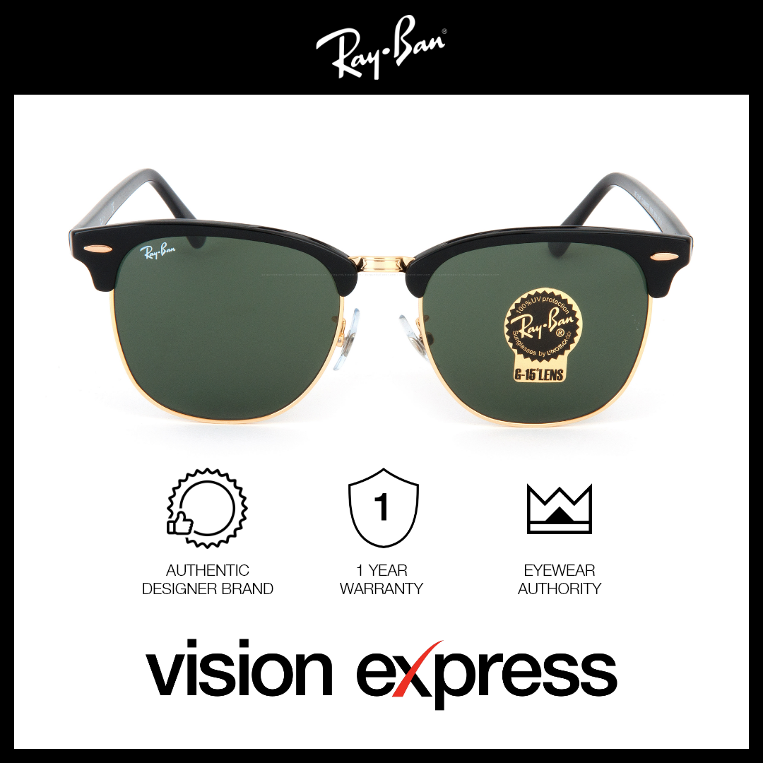 Ray-Ban Unisex Black Metal Clubmaster Sunglasses RB3016F/W0365 - Vision Express Optical Philippines