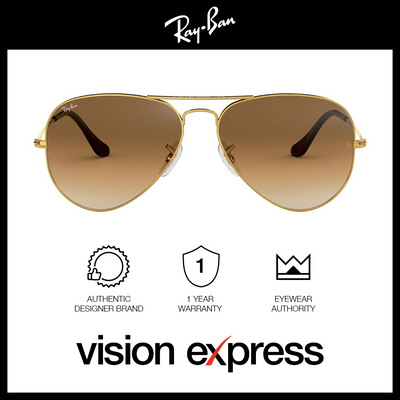 Ray-Ban Unisex Gold Metal Aviator Sunglasses RB3025/001/51 - Vision Express Optical Philippines