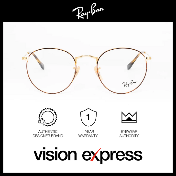 Ray Ban Unisex Gold Metal Round Eyeglasses RB3447V 2945 50 Vision Express