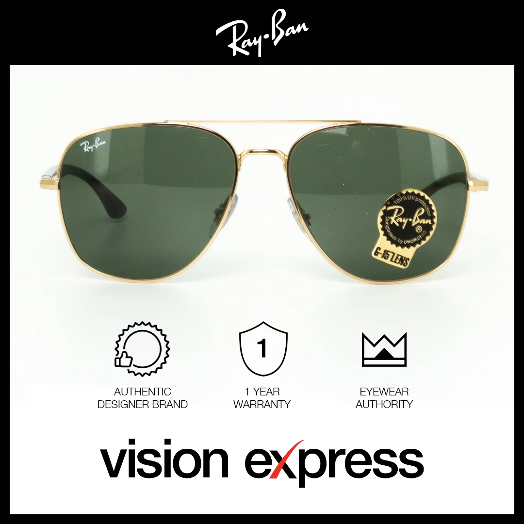 Ray-Ban Unisex Gold Metal Square Sunglasses RB36830013156 – Vision Express