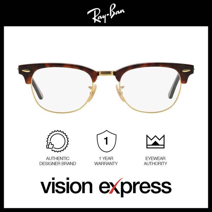 Ray Ban Unisex Tortoise Plastic Clubmaster Eyeglasses RB5154 2372 Vision Express