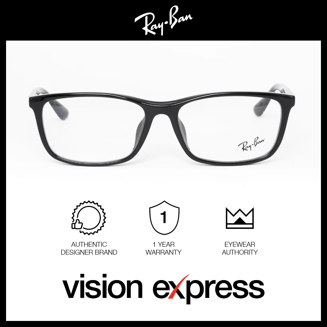 Ray-Ban Men's Black Plastic Rectangle Eyeglasses RB7102D/2000_56 - Vision Express Optical Philippines