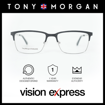 Tony Morgan Men's Black Stainless Square Eyeglasses TM0033BLK55 - Vision Express Optical Philippines