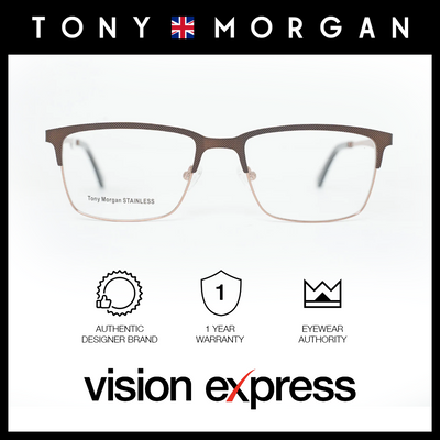 Tony Morgan Men's Brown Stainless Square Eyeglasses TM0033BRWN55 - Vision Express Optical Philippines