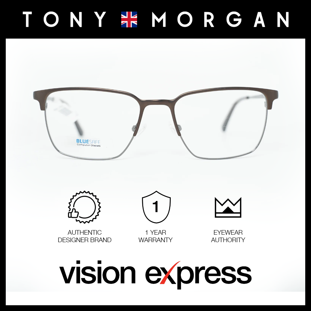 Tony Morgan Men's Gunmetal Metal Square Eyeglasses TM0034GUN54 - Vision Express Optical Philippines