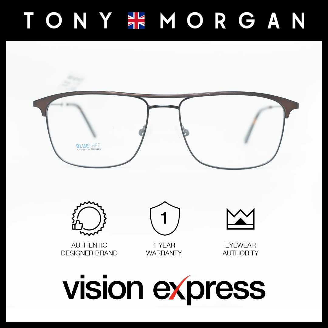 Tony Morgan Men's Brown Metal Square Eyeglasses TM0078BRN56 - Vision Express Optical Philippines