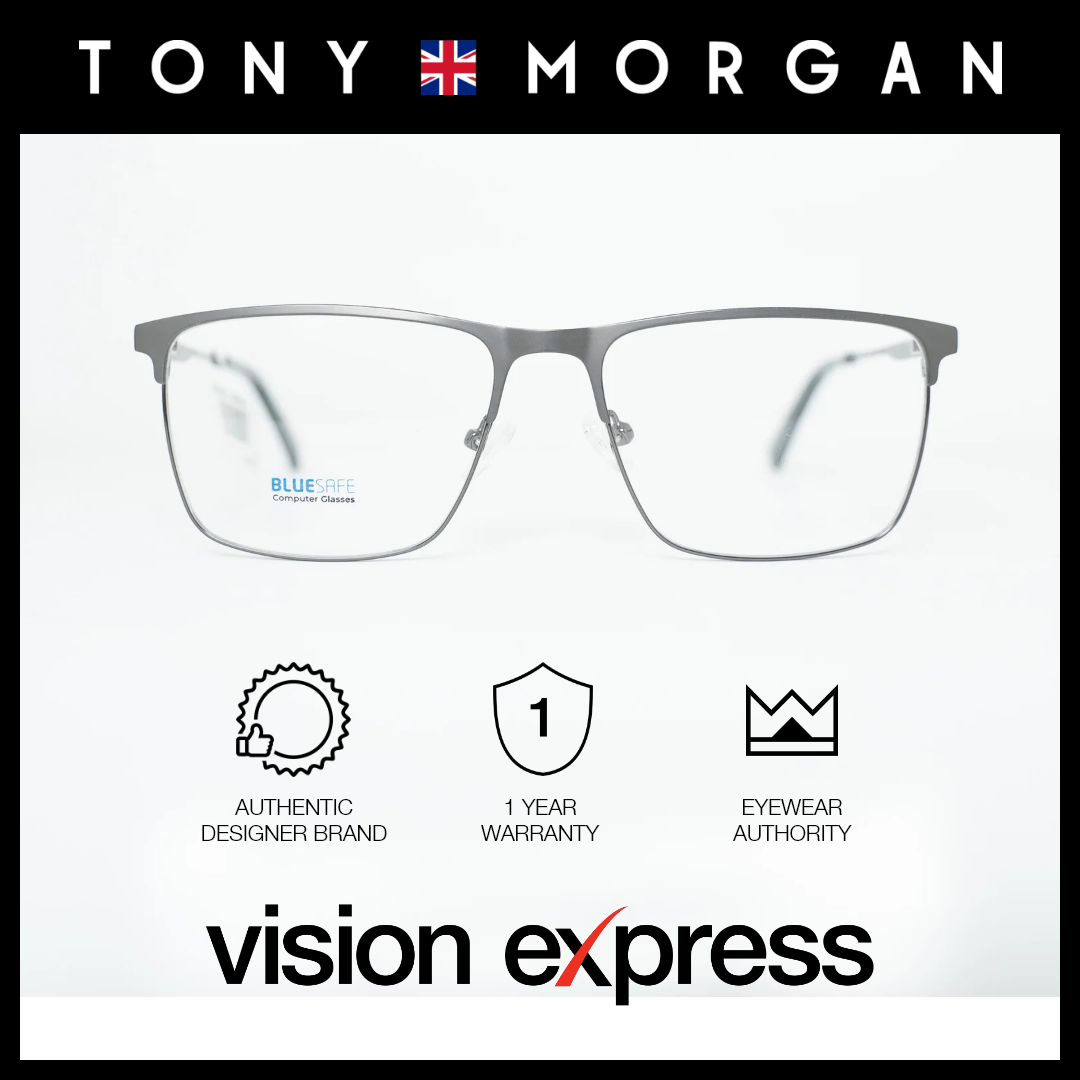 Tony Morgan Men's Gunmetal Metal Square Eyeglasses TM0091GUN54 - Vision Express Optical Philippines