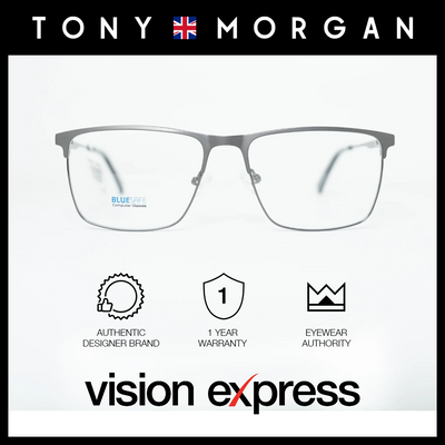 Tony Morgan Men's Gunmetal Metal Square Eyeglasses TM0091GUN54 - Vision Express Optical Philippines