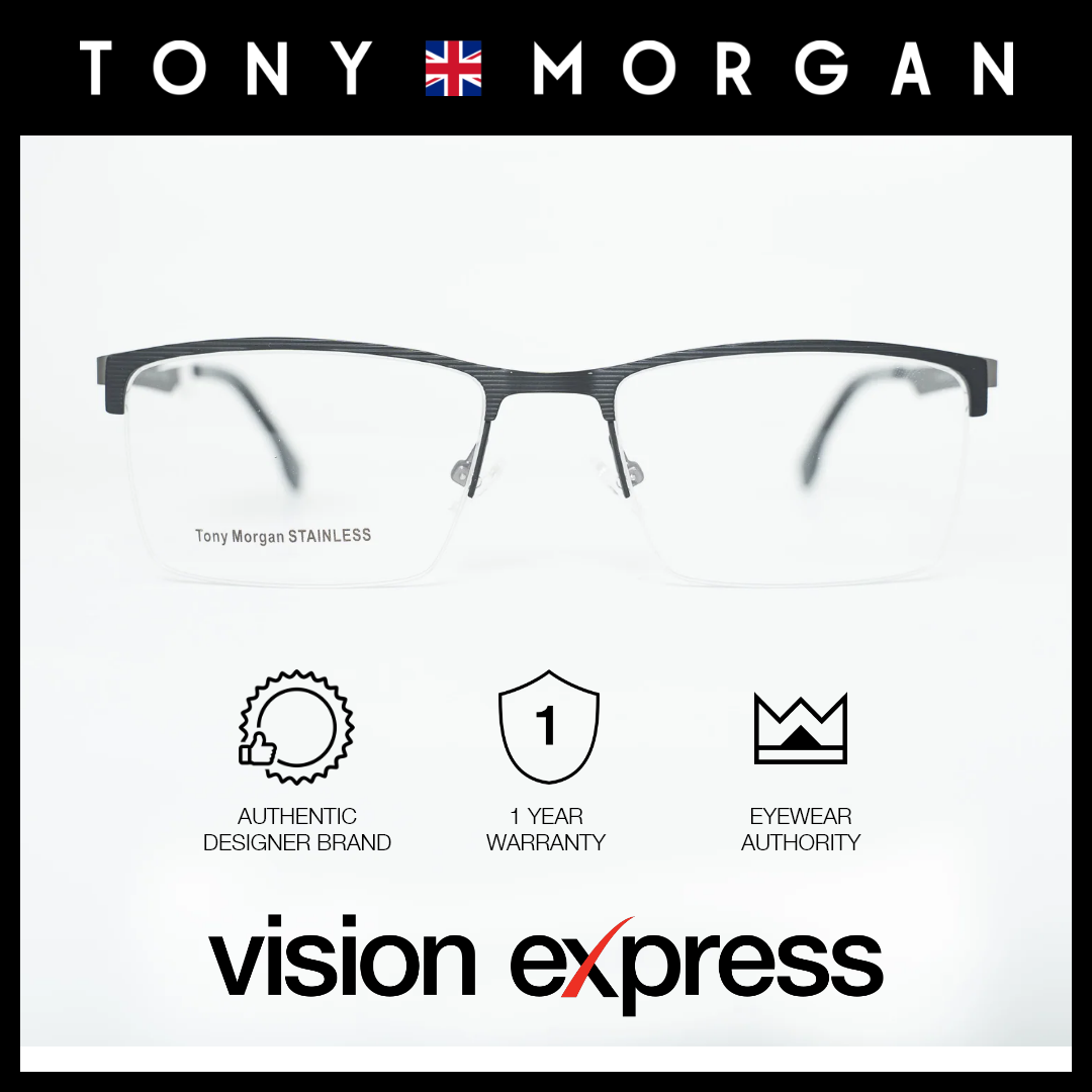 Tony Morgan Men's Black Stainless Square Eyeglasses TM0109BLK55 - Vision Express Optical Philippines