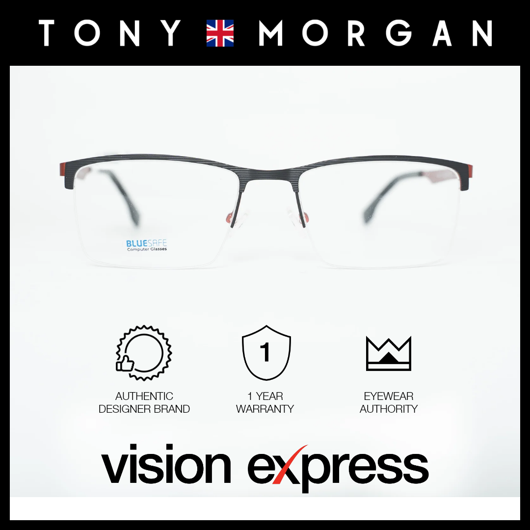 Tony Morgan Men's Black Metal Square Eyeglasses TM0109RED55 - Vision Express Optical Philippines