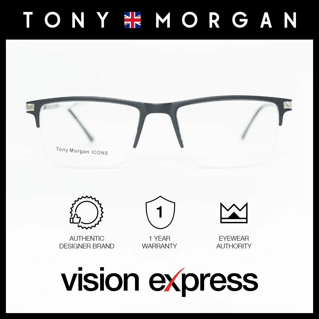 Tony Morgan Men's Black Tr 90 Clubmaster Eyeglasses TM0905SLVER53 - Vision Express Optical Philippines