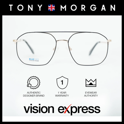 Tony Morgan Men's Black Metal Irregular Eyeglasses TM1003BLK55 - Vision Express Optical Philippines