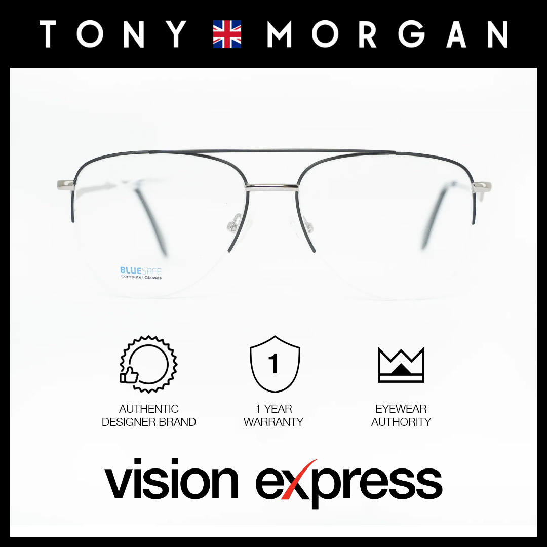 Tony Morgan Men's Black Metal Aviator Eyeglasses TM1004BLK55 - Vision Express Optical Philippines