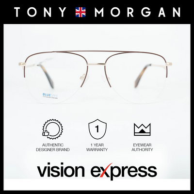 Tony Morgan Men's Brown Metal Aviator Eyeglasses TM1004BRN55 - Vision Express Optical Philippines