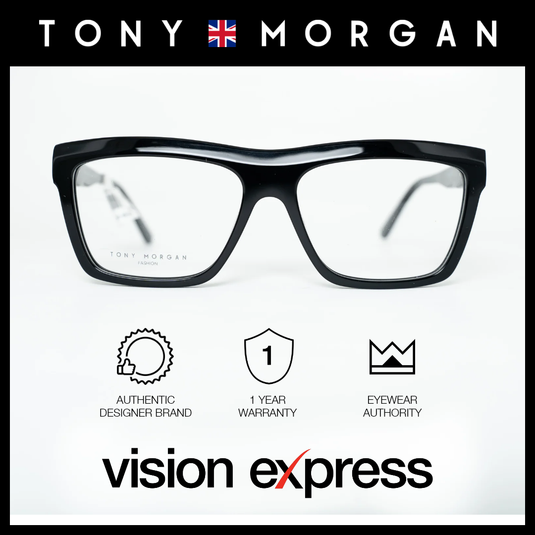 Tony Morgan Unisex Black Acetate Square Eyeglasses TM1481BLK56 - Vision Express Optical Philippines