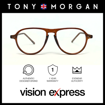 Tony Morgan Unisex Brown Acetate Aviator Eyeglasses TMLUXBRWN53 - Vision Express Optical Philippines
