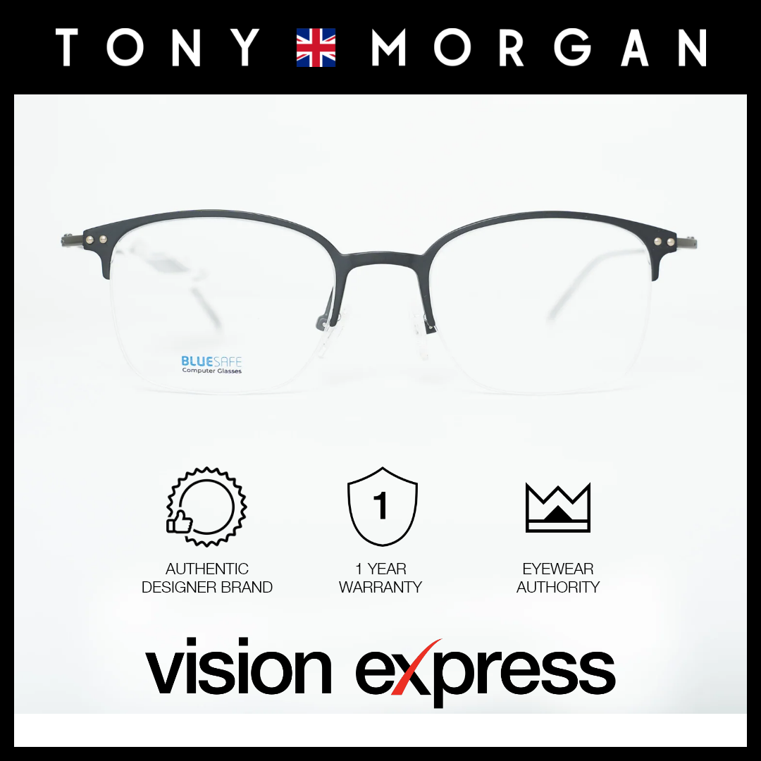 Tony Morgan Men's Black Metal Clubmaster Eyeglasses TMR7086BLK52 - Vision Express Optical Philippines