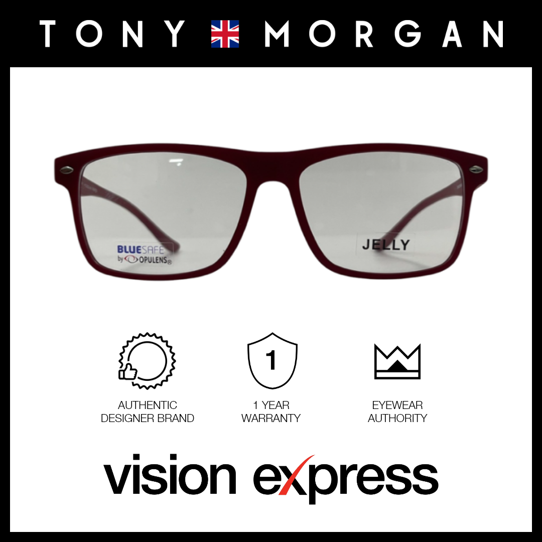 Tony Morgan Men's Red TR 90 Rectangle Eyeglasses with Anti-Blue Light and Replaceable Lens TMROWANRED57 - Vision Express Optical Philippines