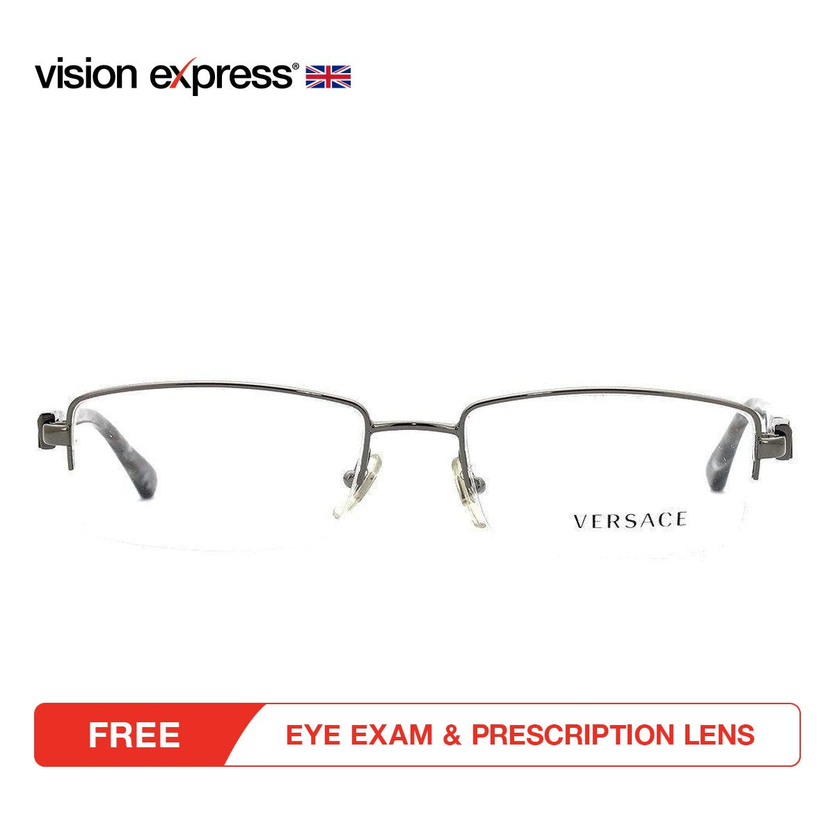 Versace Women's Silver Metal Rectangle Eyeglasses VE1191/1001