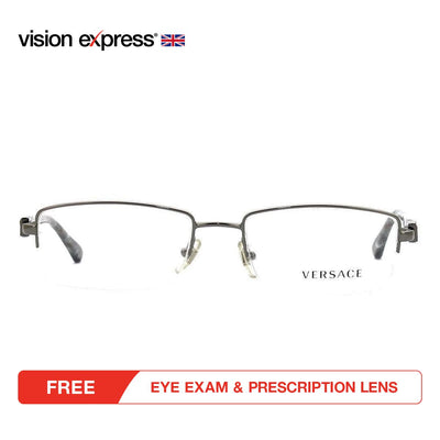 Versace Women's Silver Metal Rectangle Eyeglasses VE1191/1001