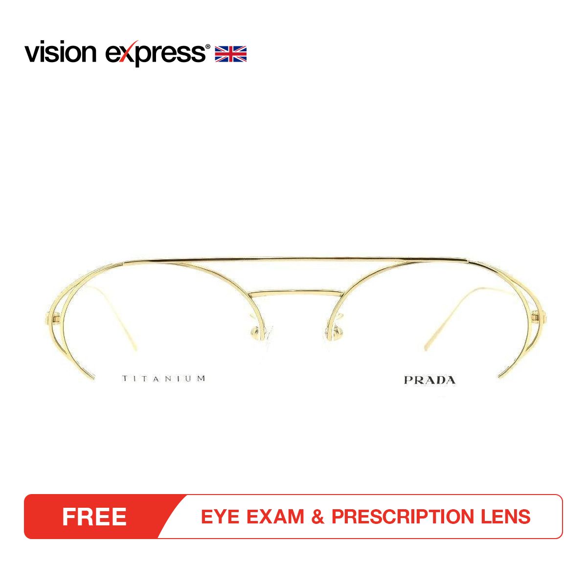 Prada Women's Gold Titanium Oval Eyeglasses VPR50XD/ZVN/1O1