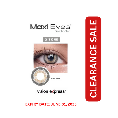 Maxi Eyes 3 Tone Natural Colored Graded Contact Lenses Ash Grey (Near Expiry) (-0.00 to -6.50)