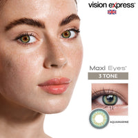 Maxi Eyes 3 Tone Natural Series Colored Monthly Contact Lenses (Chocolate, Ash Grey, Aquamarine) - Vision Express Optical Philippines