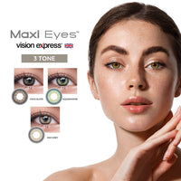 Maxi Eyes 3 Tone Natural Series Colored Monthly Contact Lenses (Chocolate, Ash Grey, Aquamarine) - Vision Express Optical Philippines