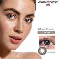 Maxi Eyes 3 Tone Natural Series Colored Monthly Contact Lenses (Chocolate, Ash Grey, Aquamarine) - Vision Express Optical Philippines